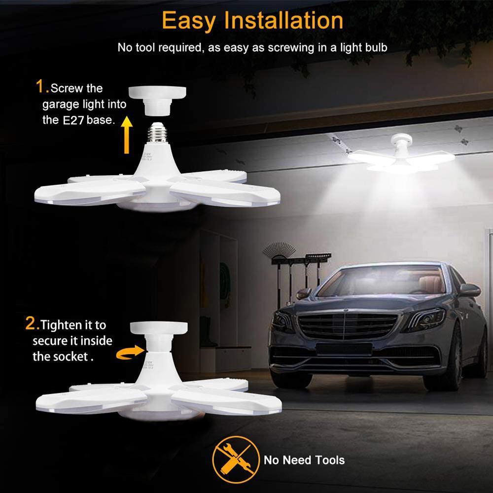 E27 LED Bulb Fan Blade Timing Lamp 85-265V 38W 360°Foldable Led Industrial Light Bulb Lamp For Home Ceiling Light Garage Light