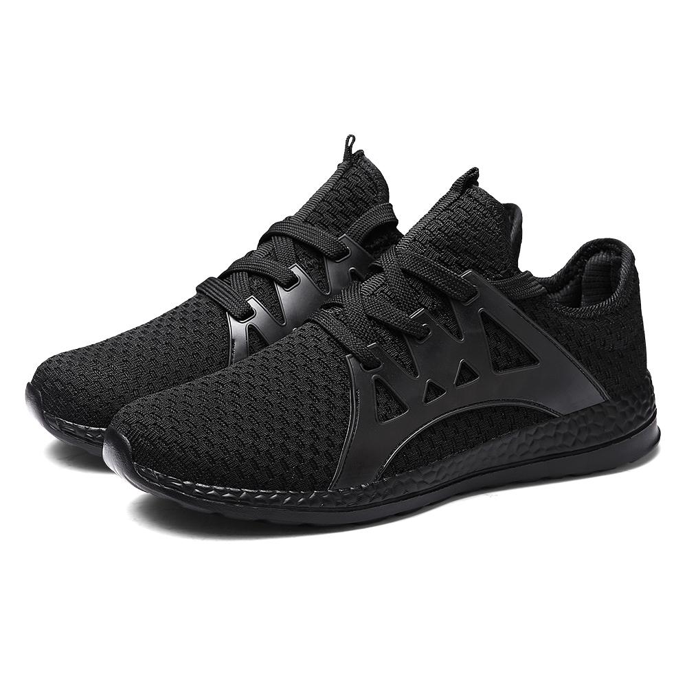 Men's Lightweight Breathable Black Mesh Street Sport Walking Shoes Casual Sneakers