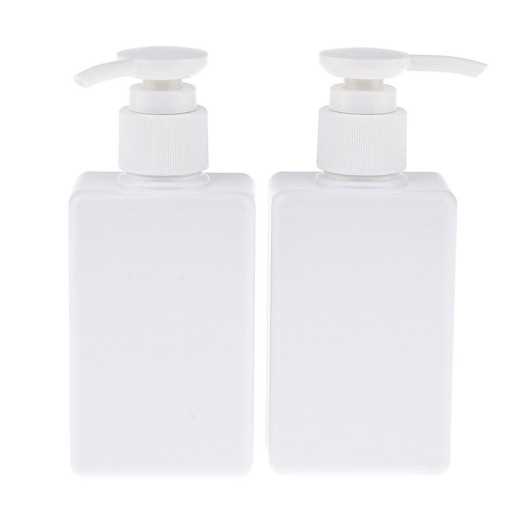 4Pcs Square Plastic Pump Bottle Shampoo Lotion Makeup Container Refillable
