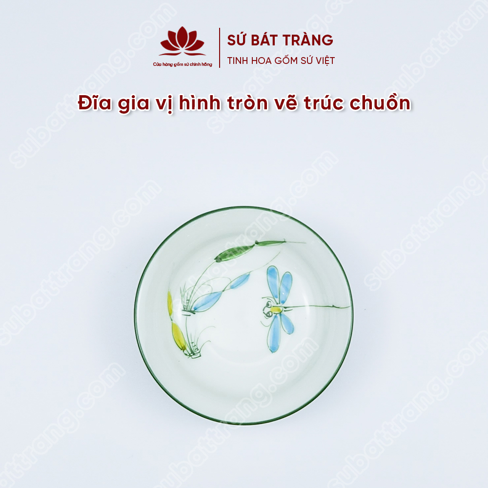 Bộ đĩa đựng gia vị hình tròn, hình hoa, hình vuông, hình chữ nhật 2 ngăn - Sứ Bát Tràng