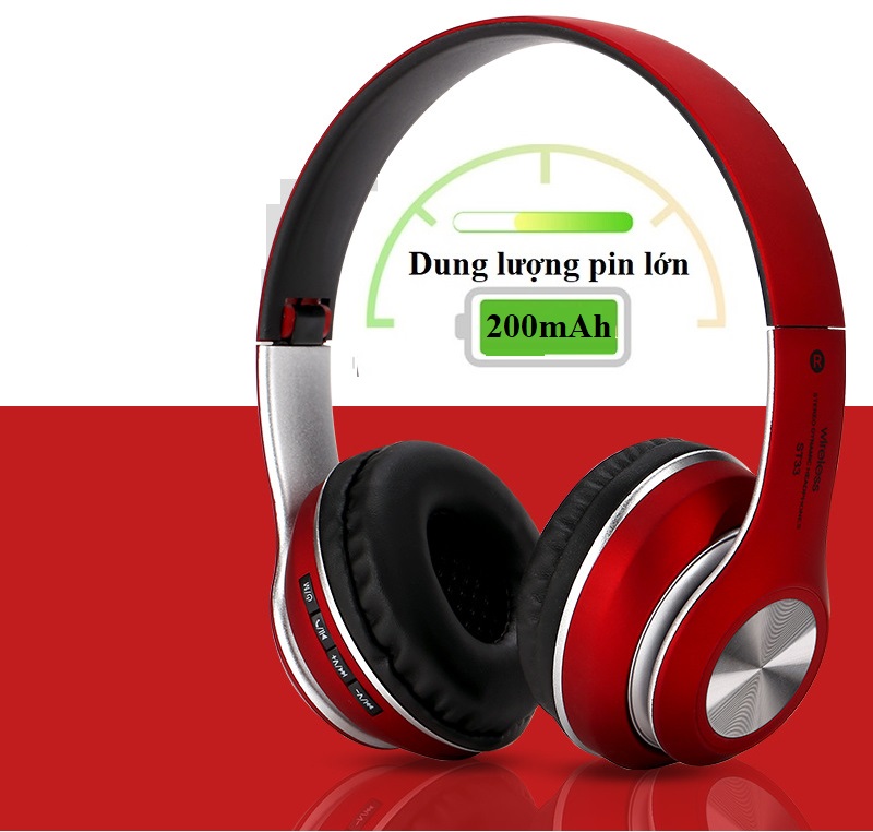 Tai nghe Bluetooth không dây ST-33 Hỗ Trợ Thẻ Nhớ, Đài FM, Có Thể Gấp Gọn Gàng - Hàng Nhập Khẩu