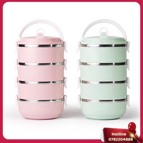Cà Mèn, Hộp Đựng Cơm Lúa Mạch 4 Tầng Dung Tích 2.8L Siêu To - Miễn Phí Vận Chuyển