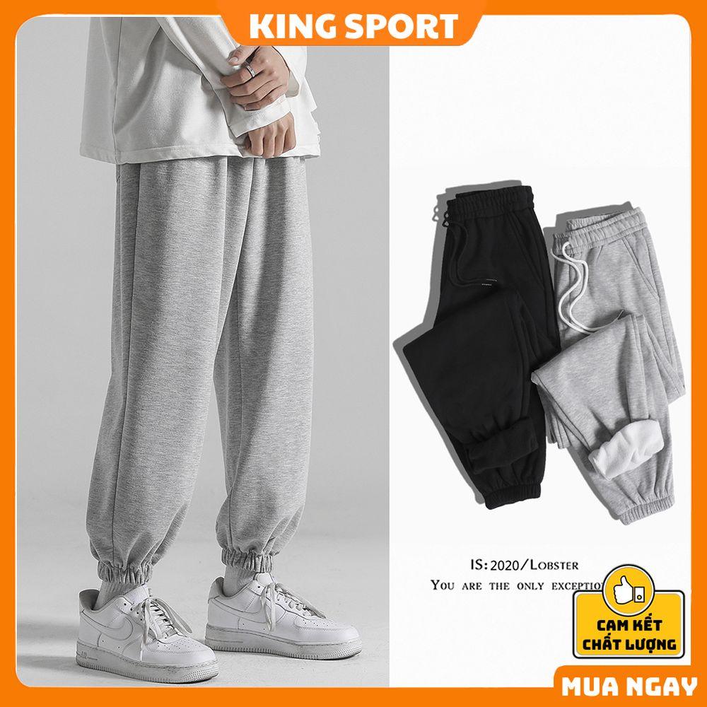 Quần nỉ nam nữ jogger ống rộng unisex bo gấu dáng thể thao suông basic chất nỉ da cá cao cấp KING SPORT