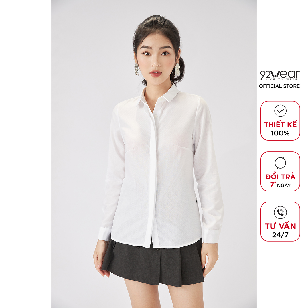 Áo sơ mi nữ 92WEAR thiết kế cổ đức basic ASW1156