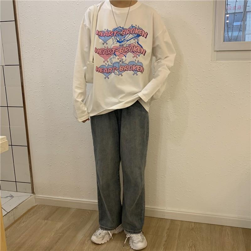 Áo Thun Tay Dài Unisex HEART BROKEN Form Rộng Thu Đông