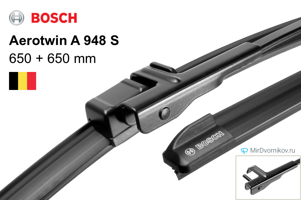 Gạt Mưa BOSCH A948S Set 26&quot; &amp; 26&quot; (A948S): MERC CL-Class W216 (06-18)m CLS-Class W219 (06- 09), E-Class W211 (03-09)
