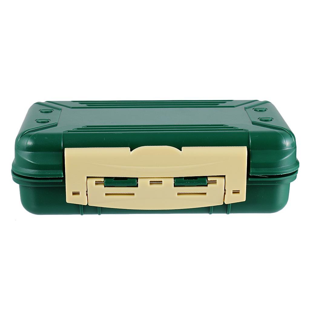Green Double Side Plastic Fishing Tackle Box-16 slot Hooks Swivel Bead Case