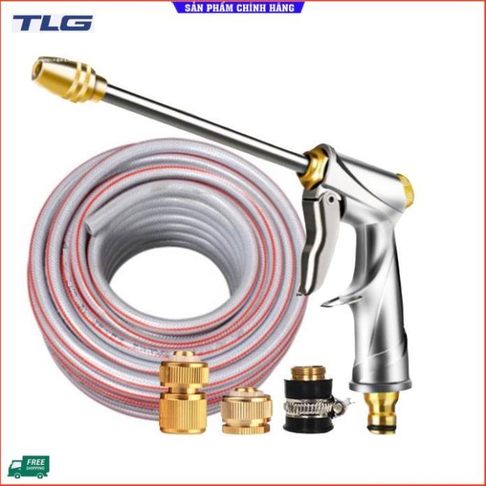 Rửa xe tưới cây Bộ dây và vòi xịt tăng áp lực nước 300% loại 30m cút đồng,nối đồng 206701-2