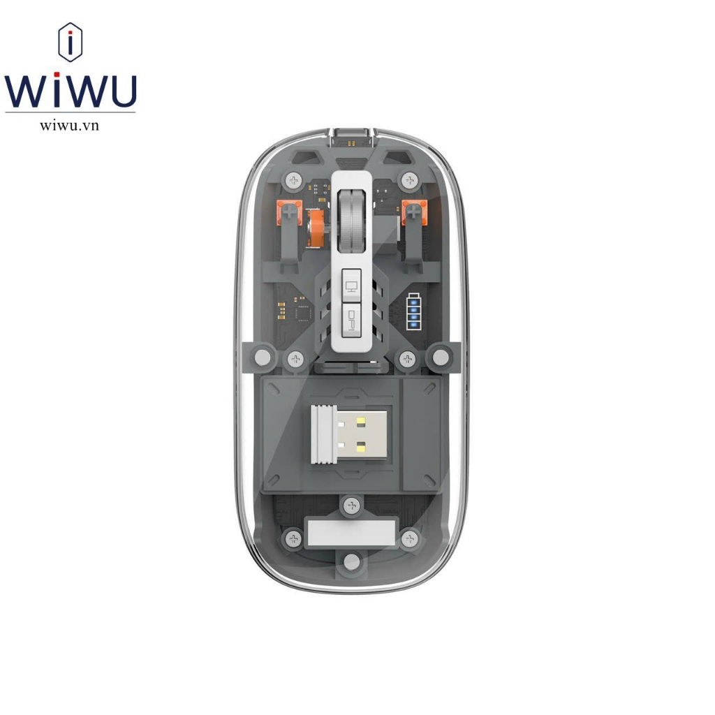 Chuột quang không dây cho IPad , Laptop , Macbook hiệu WIWU Mouse Crystal WM105 thiết kế trong suốt lộ cơ - hàng chính hãng