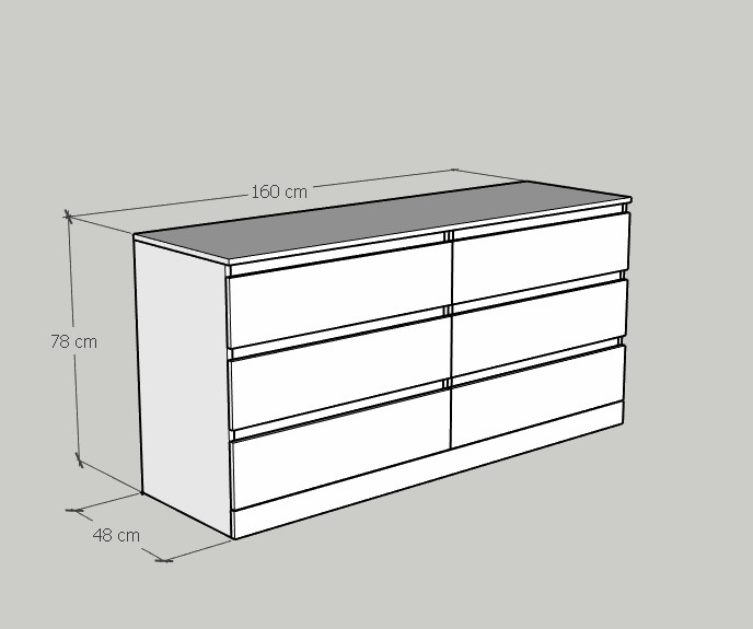 [Happy Home Furniture] DOOBIE,  Tủ 6 ngăn kéo ,  160cm x 48cm x 78cm ( DxRxC), THK_004