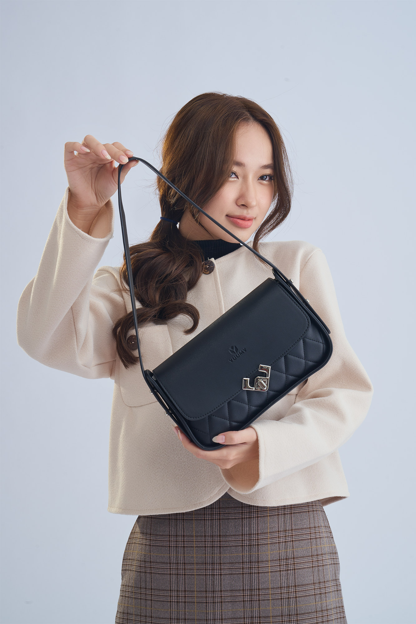 Túi Yuumy ( Thời trang nữ hình chữ nhật khóa cài kim loại size 23 - Túi đeo vai da Seasand YN234 )