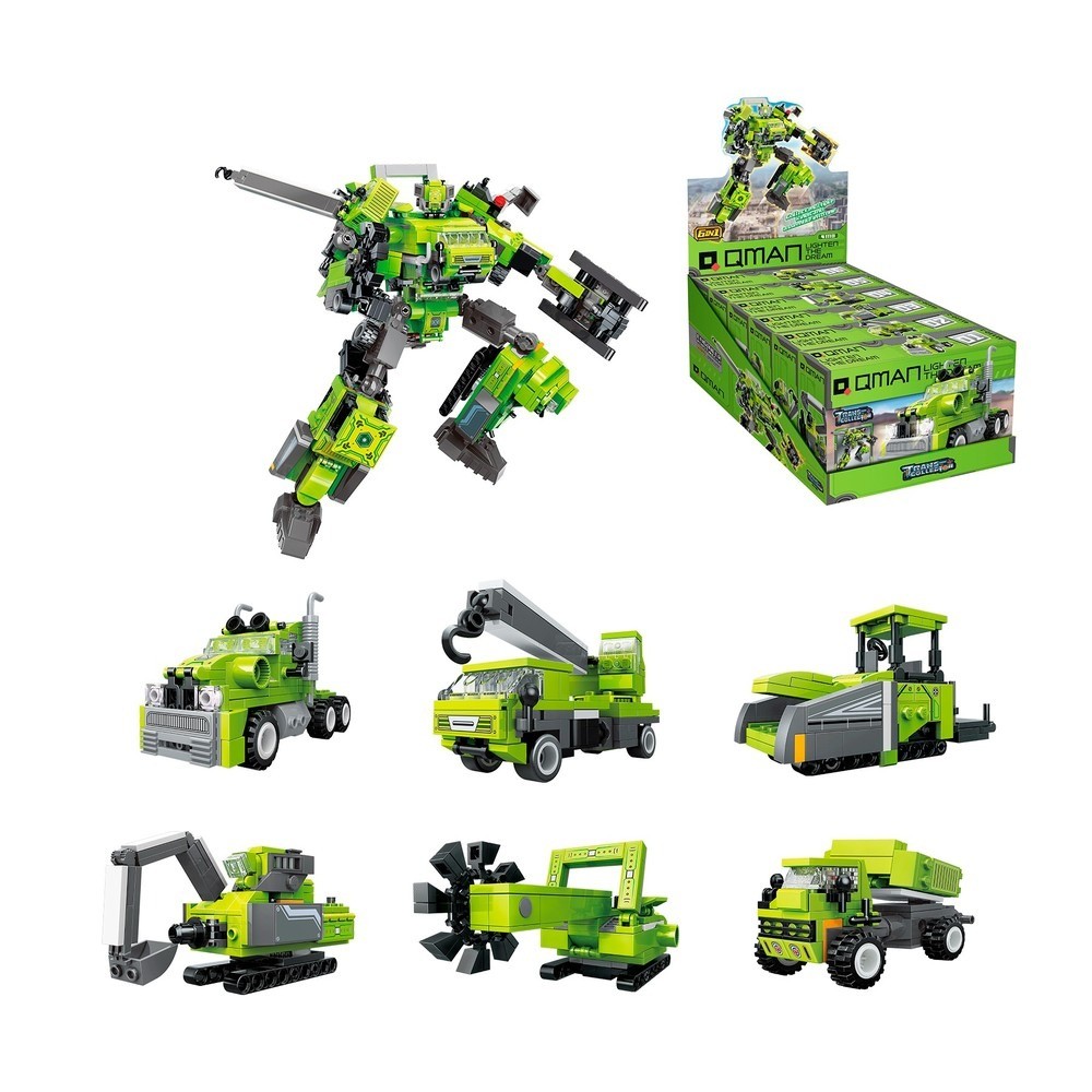 Đồ chơi - QMAN - 41110 Bộ xếp hình (6 trong 1) lắp ráp hợp thể Robot chiến đấu Giao Ngẫu nhiên KT 28x23x14.5 cm