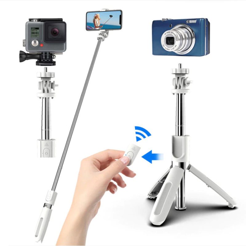 Gậy tự sướng, gậy chụp ảnh 3 chân đa năng gấp gọn Selfiecom L02, chụp hình bằng remote Bluetooth 4.0 - Hàng chính hãng (Màu Trắng)