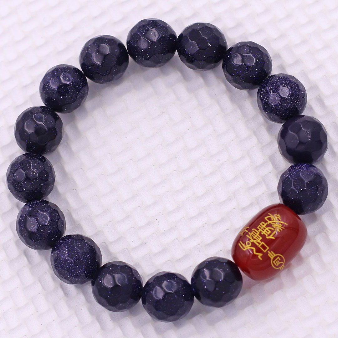 Vòng chuỗi đeo tay đá lam sa cắt giác 10 ly charm hạt giải thái tuế phù, vòng chuỗi phong thủy, giải năm hạn thái tuế