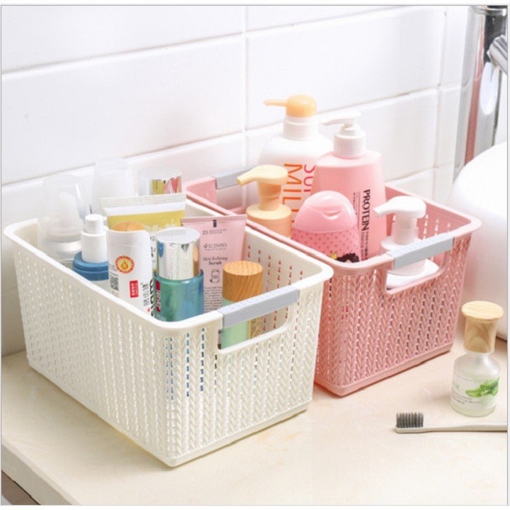 Giỏ nhựa có nắp 3 size đựng đồ đa năng tiết kiệm không gian nhà bếp phòng khách