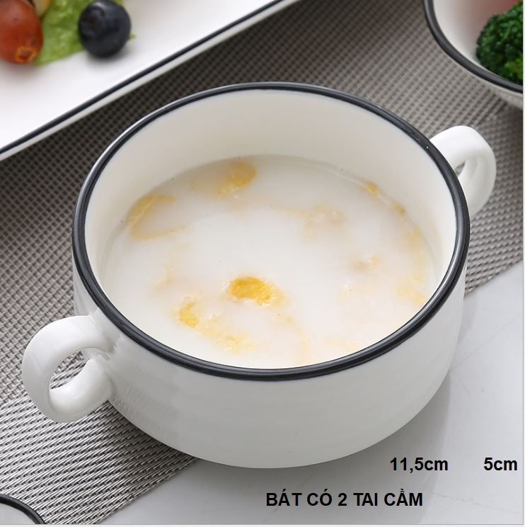 Set bàn ăn Trắng viền đen phong cách Bắc Âu