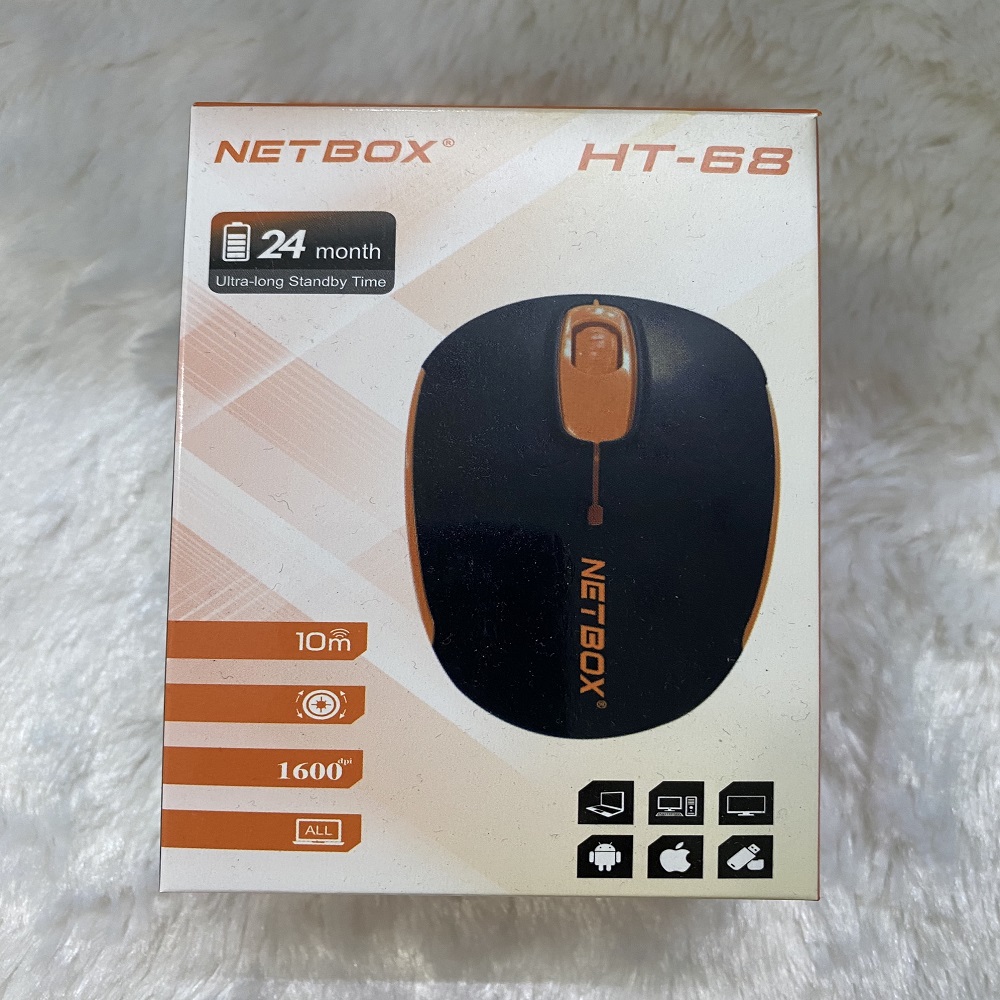 Chuột không dây NETBOX HT68 1600dpi siêu nhạy, tiết kiệm pin - Hàng chính hãng