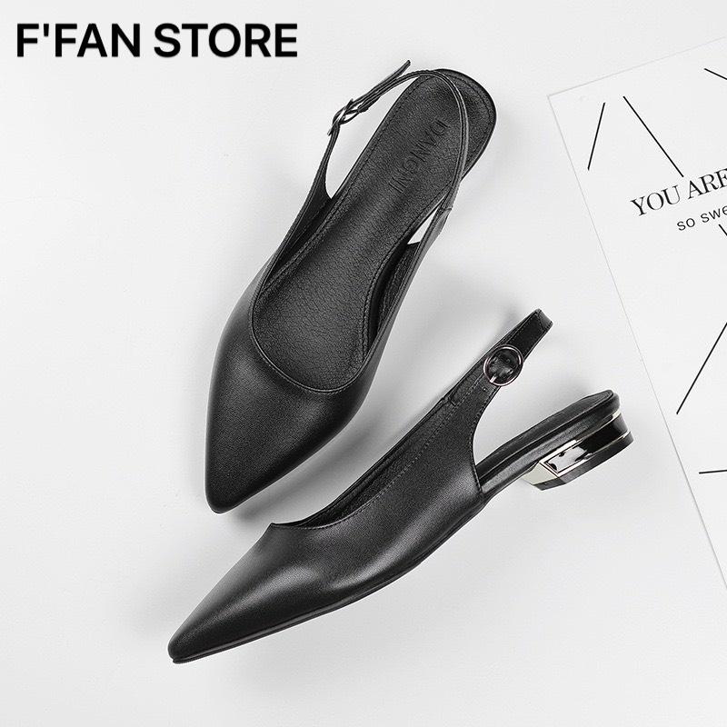 Giày Bệt Quai Sau (DA THẬT) Mềm Như Bún Slingback Mũi Nhọn FFAN STORE