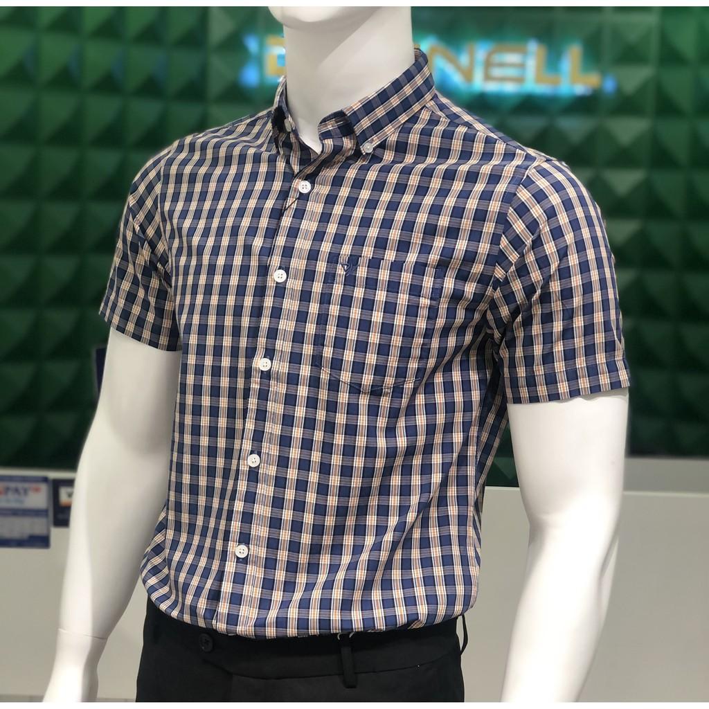 Áo sơ mi tay ngắn nam cao cấp kẻ caro chất cotton bền đẹp chính hãng DARNELL DN0041