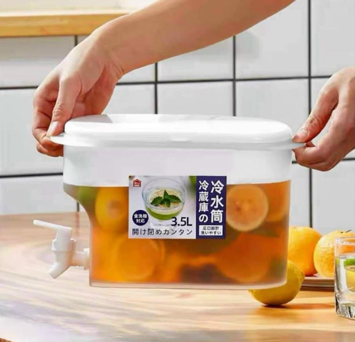 Bình Đựng Nước Có Vòi 3,5L Để Trong Tủ Lạnh Tiện Lợi Đa Năng Ngăn Nắp Loại 1 - Hàng Chính Hãng MINIIN