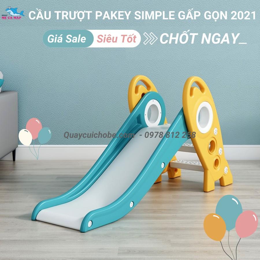 Cầu trượt cho bé gấp gọn đủ 3 màu Hồng xanh trắng, có sẵn nhựa nguyên sinh HDPE an toàn