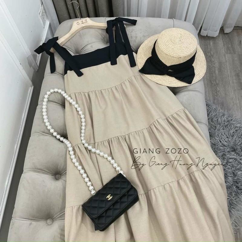 Váy bầu 2 dây cao cấpchất lụa hàn siêu mát, thấm hút mồ hôicam kết y hìnhfree size 43~68kg