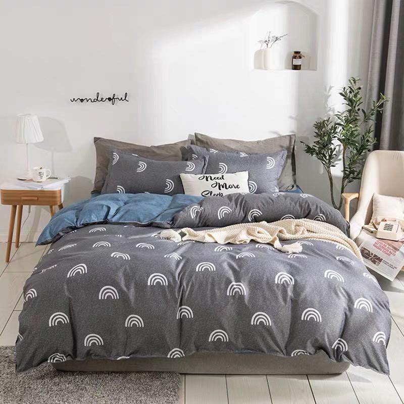 Chăn Ga Gối Đệm -Sét Chăn Ga Gối Cầu Vồng Ghi PolyCotton