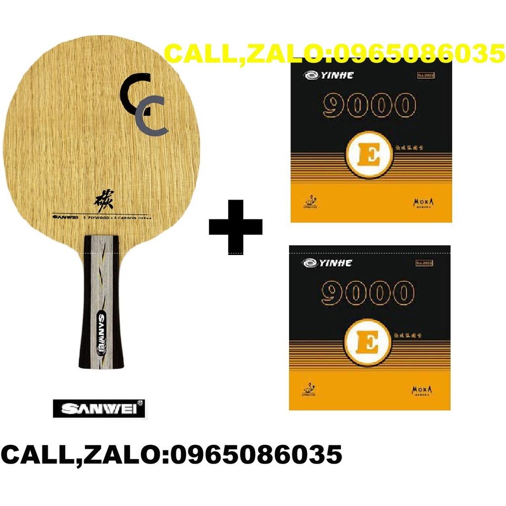 Combo vợt bóng bàn gồm cốt vợt sanwei cc và hai mặt YINHE 9000E