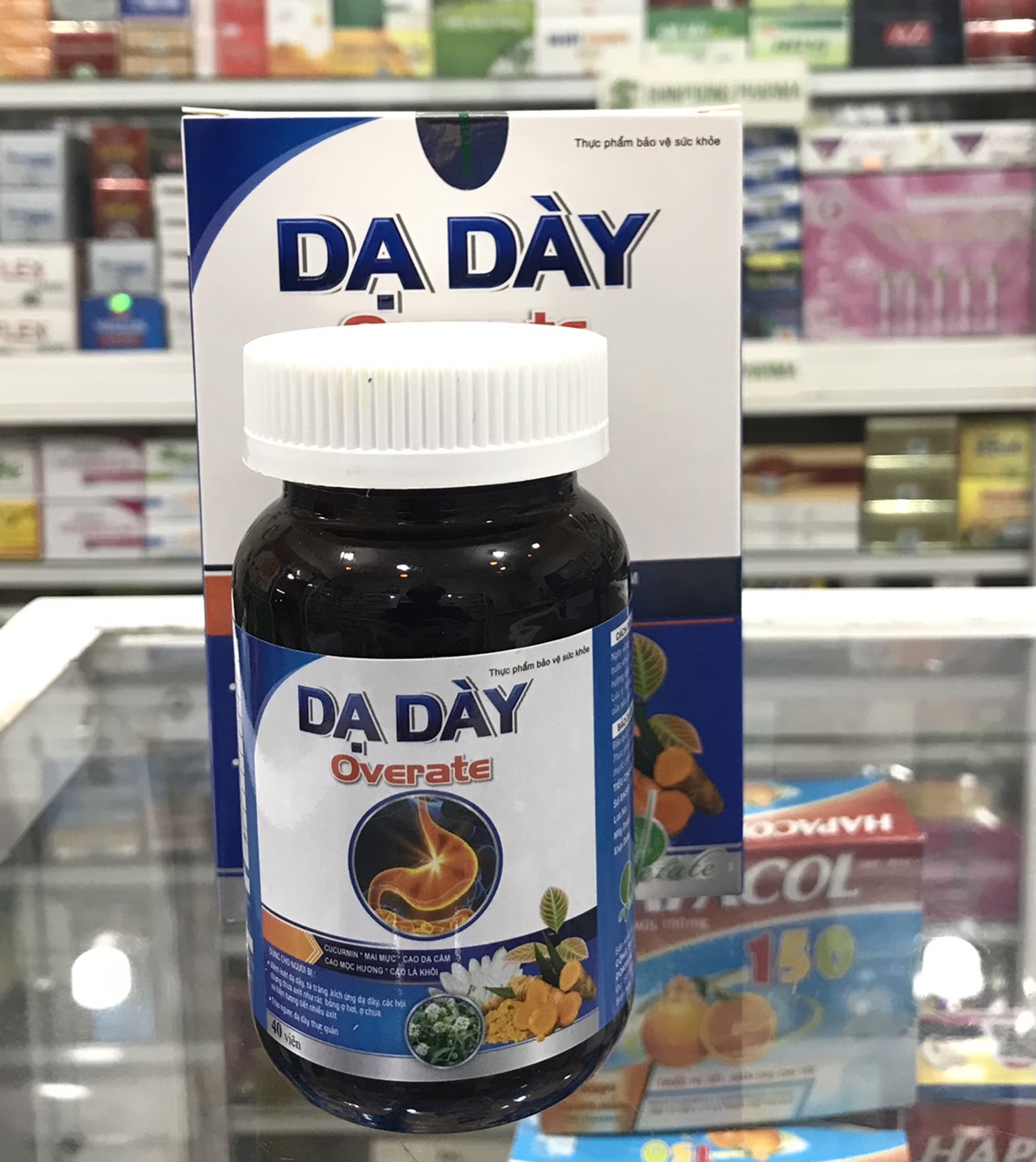 Dạ dày overate dạng viên, Hỗ trợ giảm đau dạ dày, giảm tiết acid, ợ hơi ợ chua