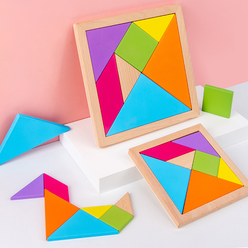 Đồ chơi tangram bằng gỗ xếp hình sáng tạo dành cho trẻ, bộ đồ chơi phát triển trí thông minh và trí tuệ