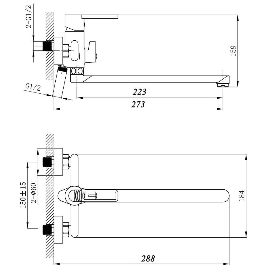 Củ sen nóng lạnh dùng cho bồn tắm nằm Eurolife EL-VERA 03. Sang trọng, tinh tế, sản phẩm có thể dùng thay thế vòi rửa ch