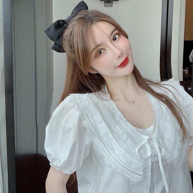 ÁO CROPTOP THẮT NƠ CỔ REN