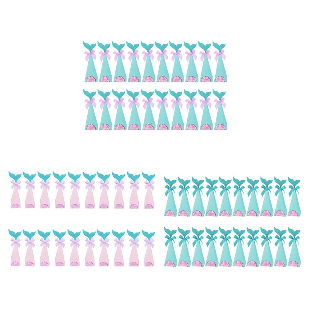 20pcs Creative Triangle Cone Mermaid Bowknot Candy Boxes Party Favor