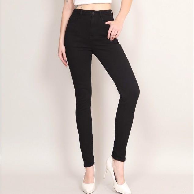 Quần Jean Nữ Skinny lưng cao đen trắng cạp cao co giãn Trơn Cơ Bản CT JEANS