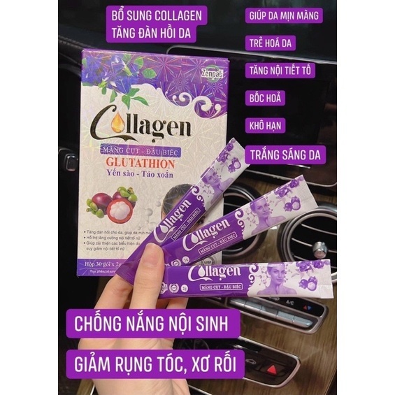 Combo 2 Hộp Collagen Măng Cụt - Đậu Biếc Zenpali Tặng Kèm Băng Đô Thời Trang