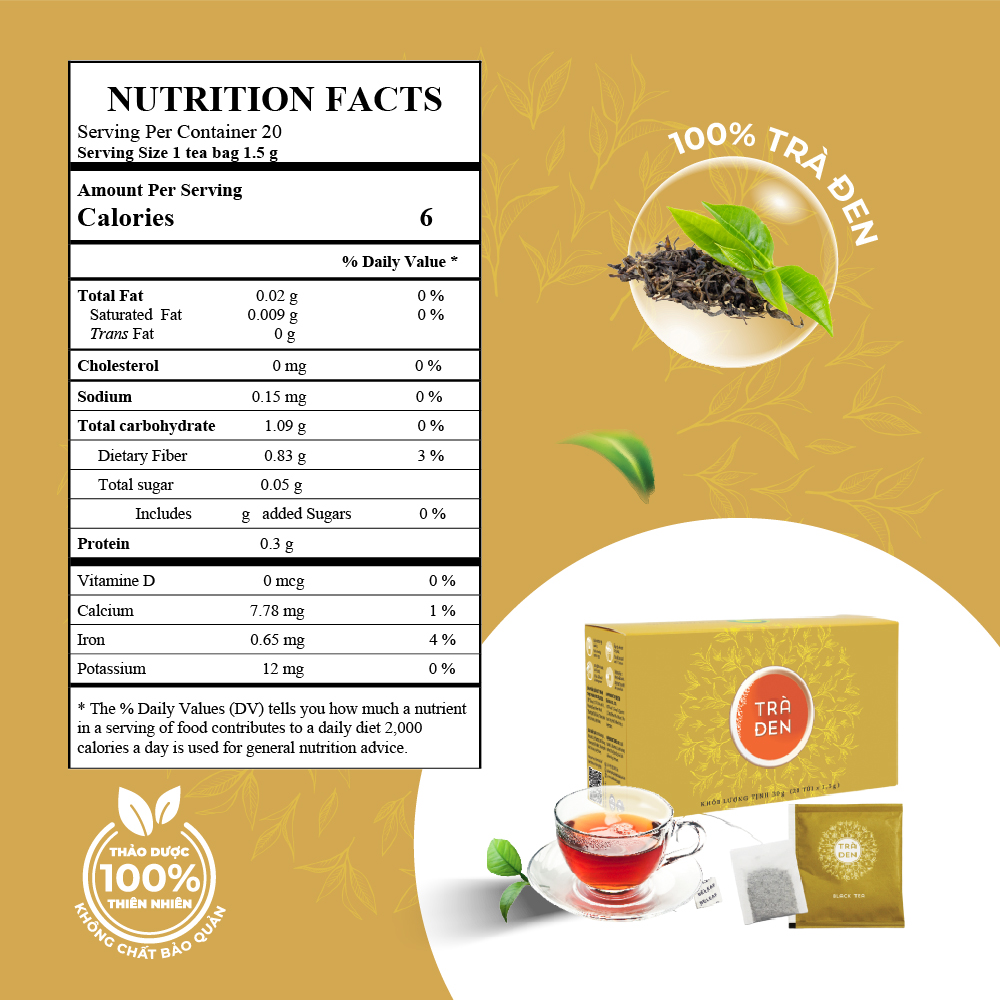 Trà Đen Túi Lọc Sunbeleaf - TDSBL - Trà Đen Hỗ Trợ Thanh Nhiệt, Hương Vị Đậm Đà