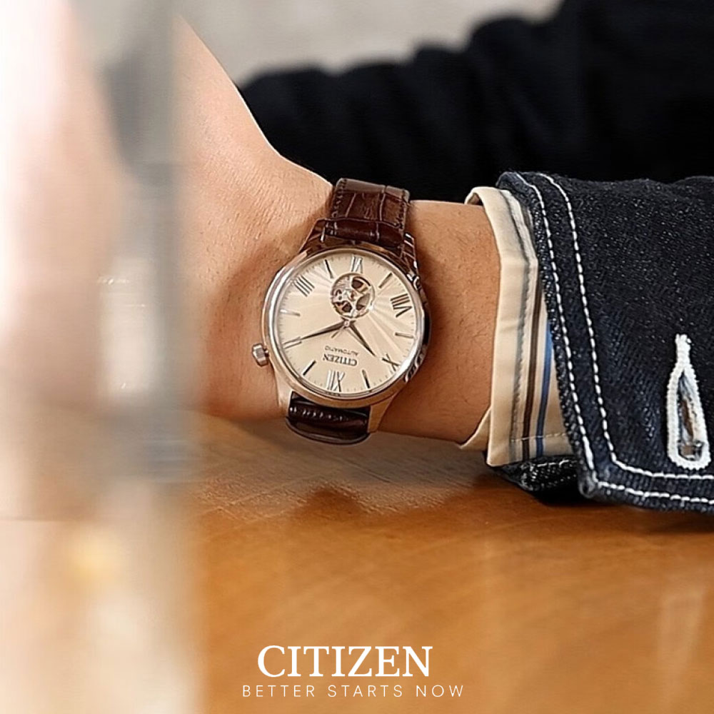 Đồng Hồ Nam Citizen Dây Da Máy Cơ-Automatic NH9130-17A - Mặt Trắng