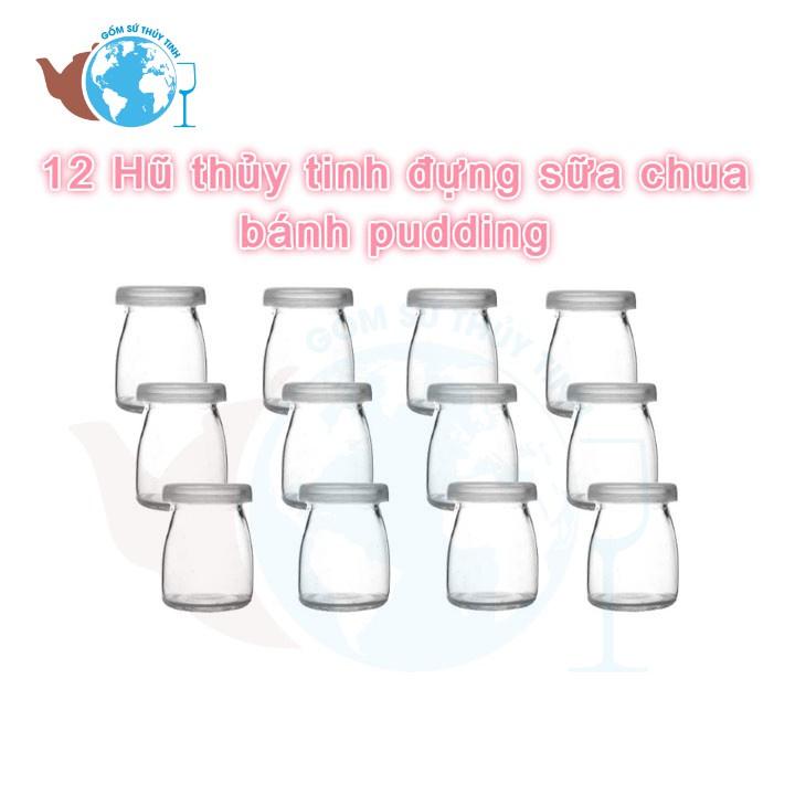 Hũ sữa chua ,Lọ sữa chua ,Lọ thủy tinh tròn nắp nhựa Pudding lùn 100ml - 200ml, Hũ thủy tinh làm caramen, bánh flan