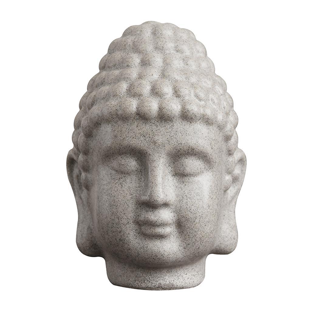Meditating Buddha Head Statue Home Outdoor Garden Patio Deck Porch Art Decor