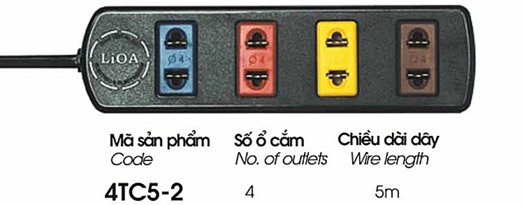 Ổ Cắm Kéo Dài Phổ Thông LIOA 4TC5-2