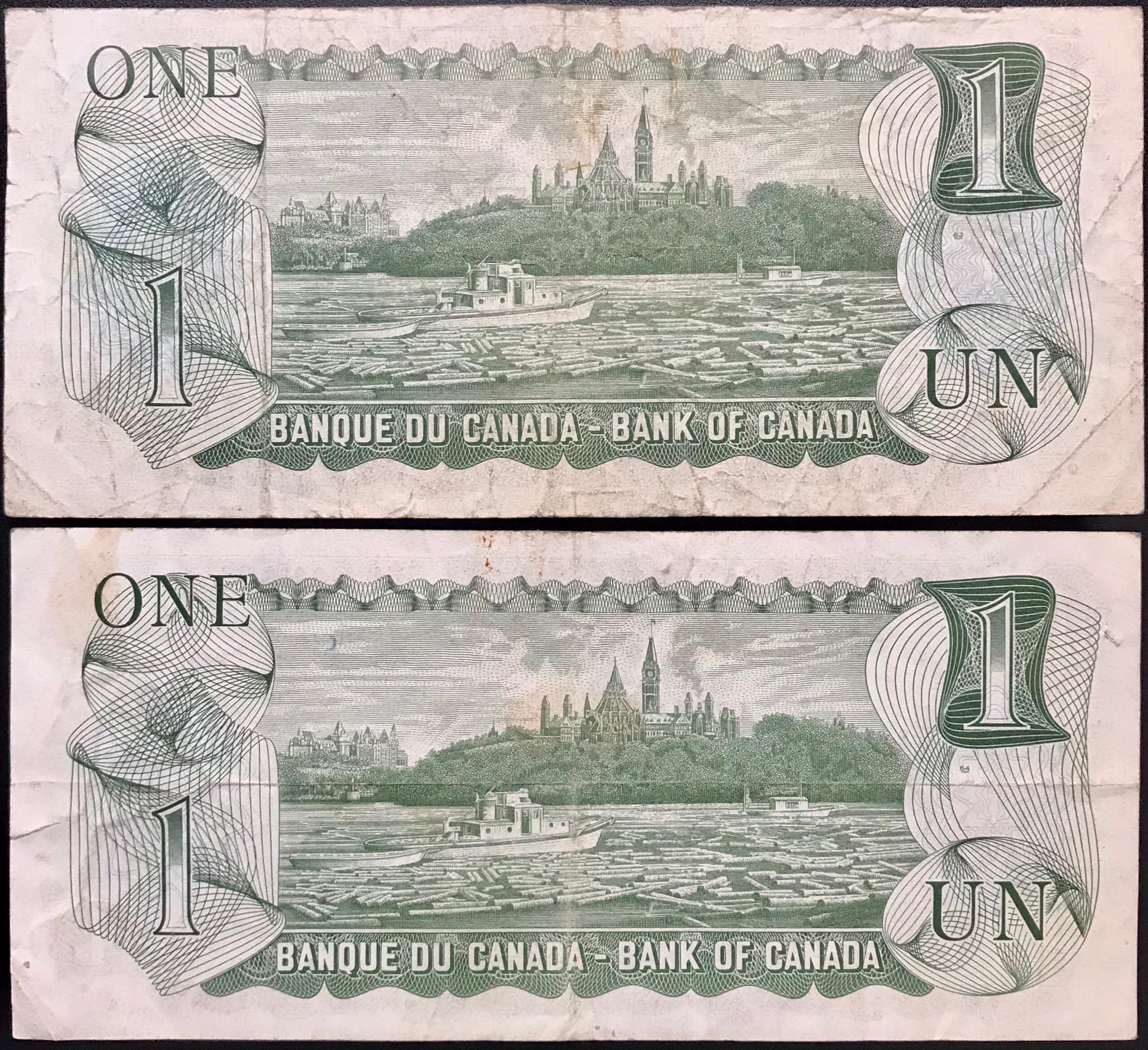 Tiền giấy Canada 1 Dollar năm 1973 chân dung nữ hoàng Elizabeth II khi trẻ .