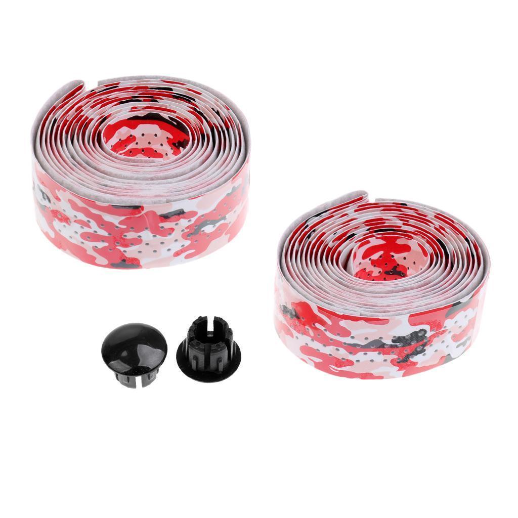2 Pieces Cycling Road Bike Bar Tape Handlebar Tape with 2 Bar Plugs Racing Bicycle Accessories