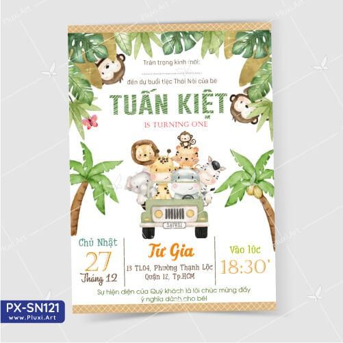 Thiệp thôi nôi – sinh nhật Pluxi Rừng Xanh PX_SN121