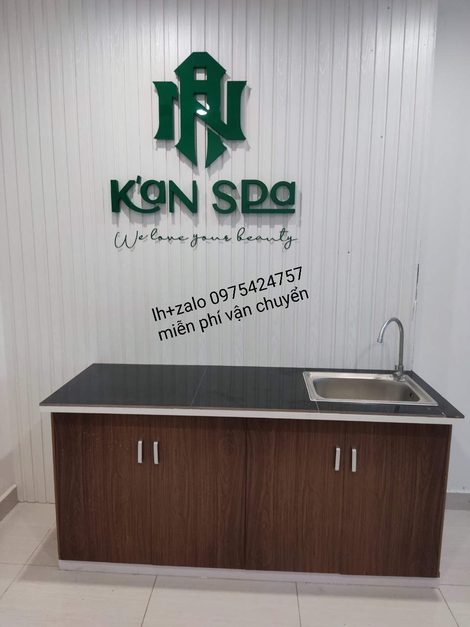 Tủ bếp sẵn bồn mặt gạch nhựa đài loan