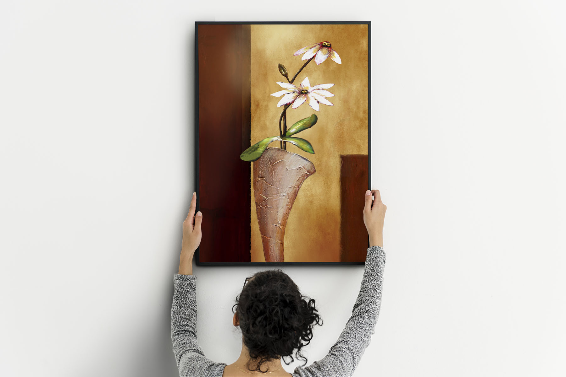 Tranh canvas treo tường bình hoa nghệ thuật - BH010