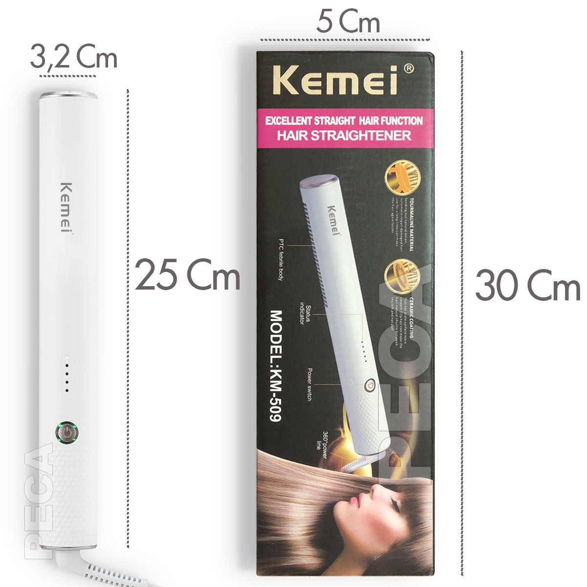 Lược điện chải thẳng tóc KEMEI KM-509 điều chỉnh 5 mức nhiệt độ có thể dùng là tóc thẳng uốn xoăn, tạo kiểu tóc thích hợp sử dụng cho mọi loại tóc