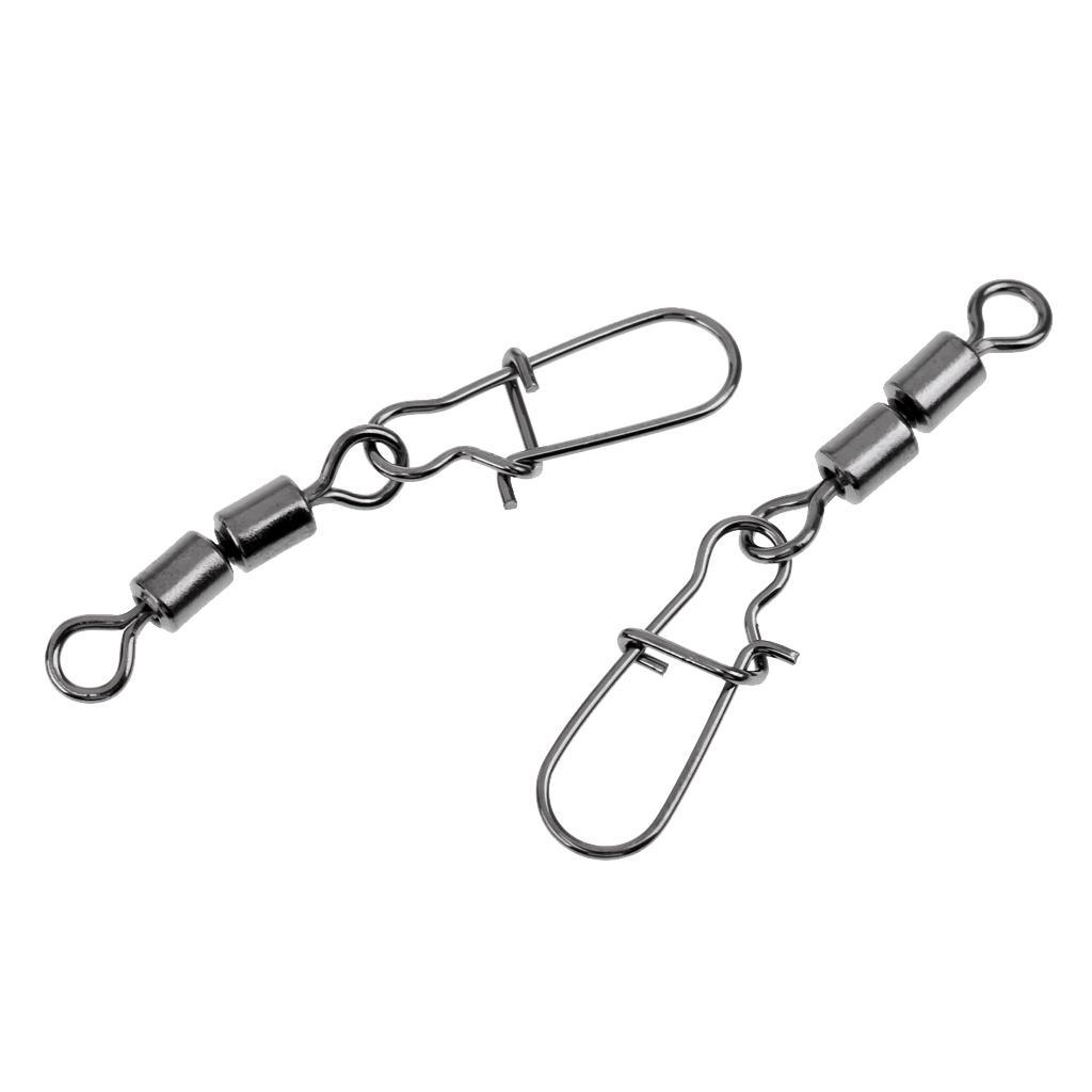 3 Pieces Fishing Bearing Rolling Swivel Metal with Snap Fishhook Fastlock Solid Rings Lure Connector Fish Hook Tackle