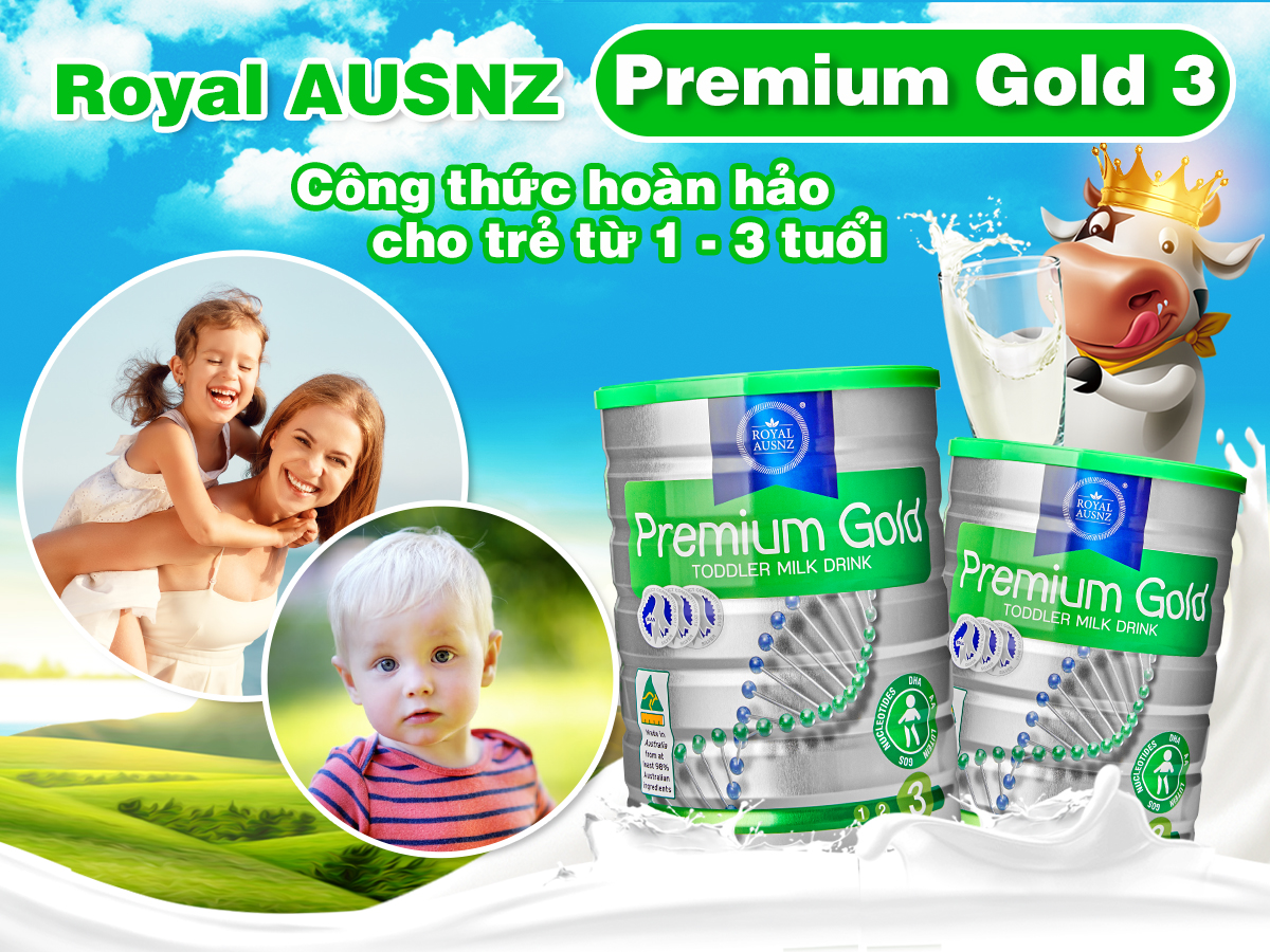 Sữa Hoàng Gia Úc Royal Ausnz Premium Gold Dành Cho Trẻ Từ 1-3 Tuổi, Hỗ Trợ Phát Triển Chiều Cao Vượt Trội, Tăng Khả Năng Hấp Thụ Canxi, Phát Triển Trí Não, Tăng Khả Năng Miễn Dịch