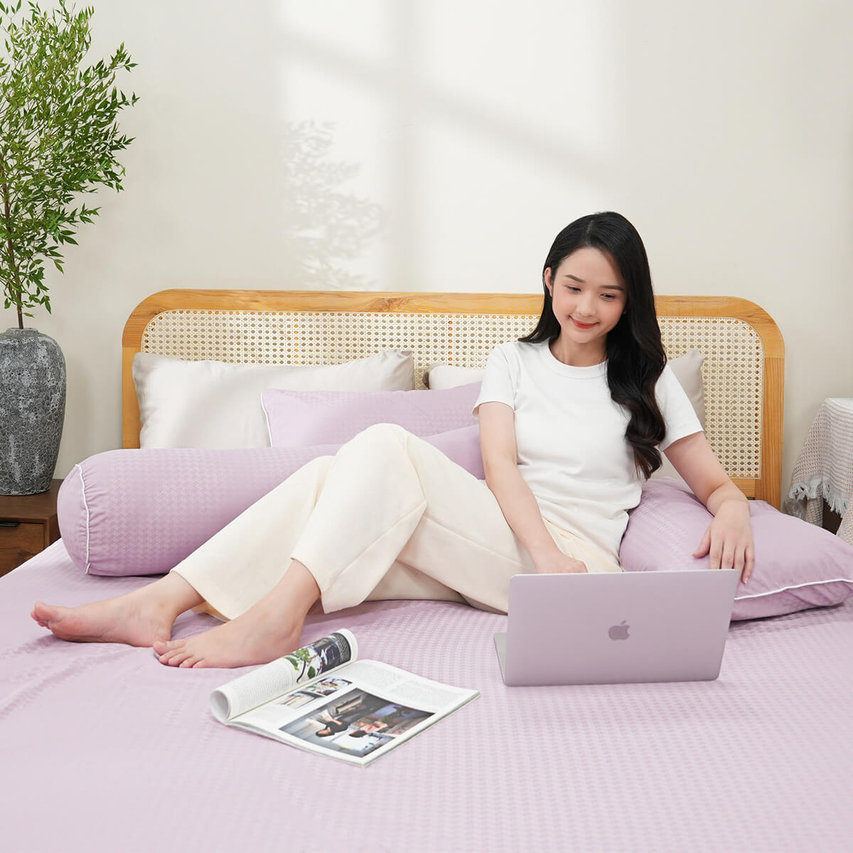 Bộ Ga chun Amando Ellie 4 Chi Tiết Màu Tím