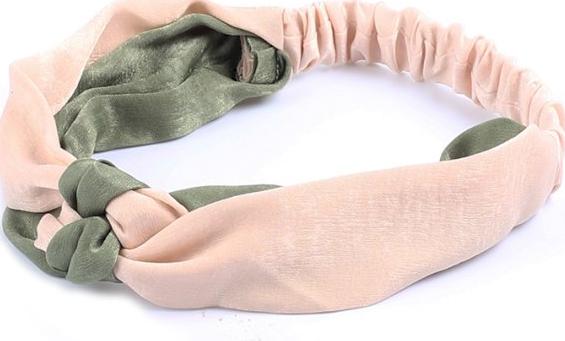 Băng Đô Cài Tóc Vải Thắt Bím Lụa Hàn Quốc Cao Cấp Màu Be-Xanh Ô Liu - Mã BD141